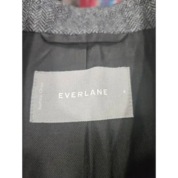 Everlane The Oversized Blazer Women’s 4 Gray Herringbone Wool Blend Longline - Picture 2 of 6